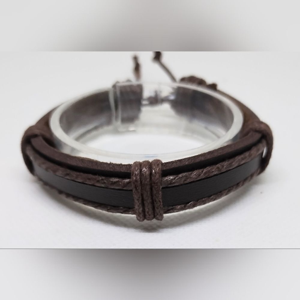 Men's bracelet leather layered brown new e71